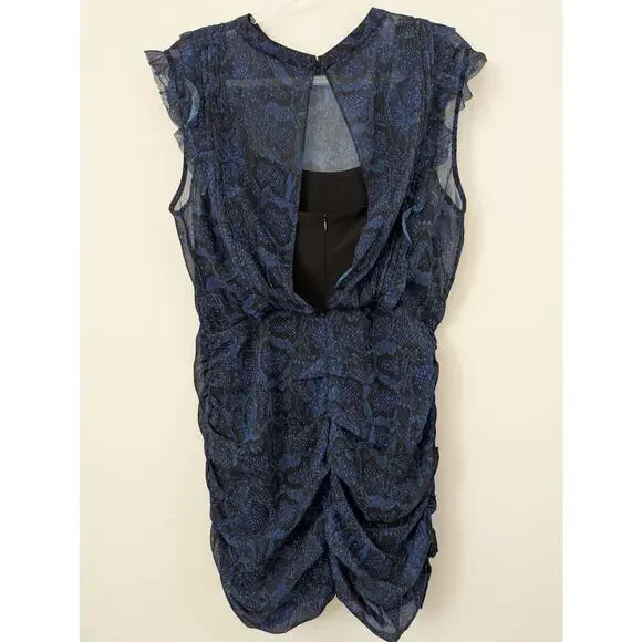 ALLSAINTS Hali Tamora Blue Snake Print Mini Dress Size 10 - Picture 5 of 11
